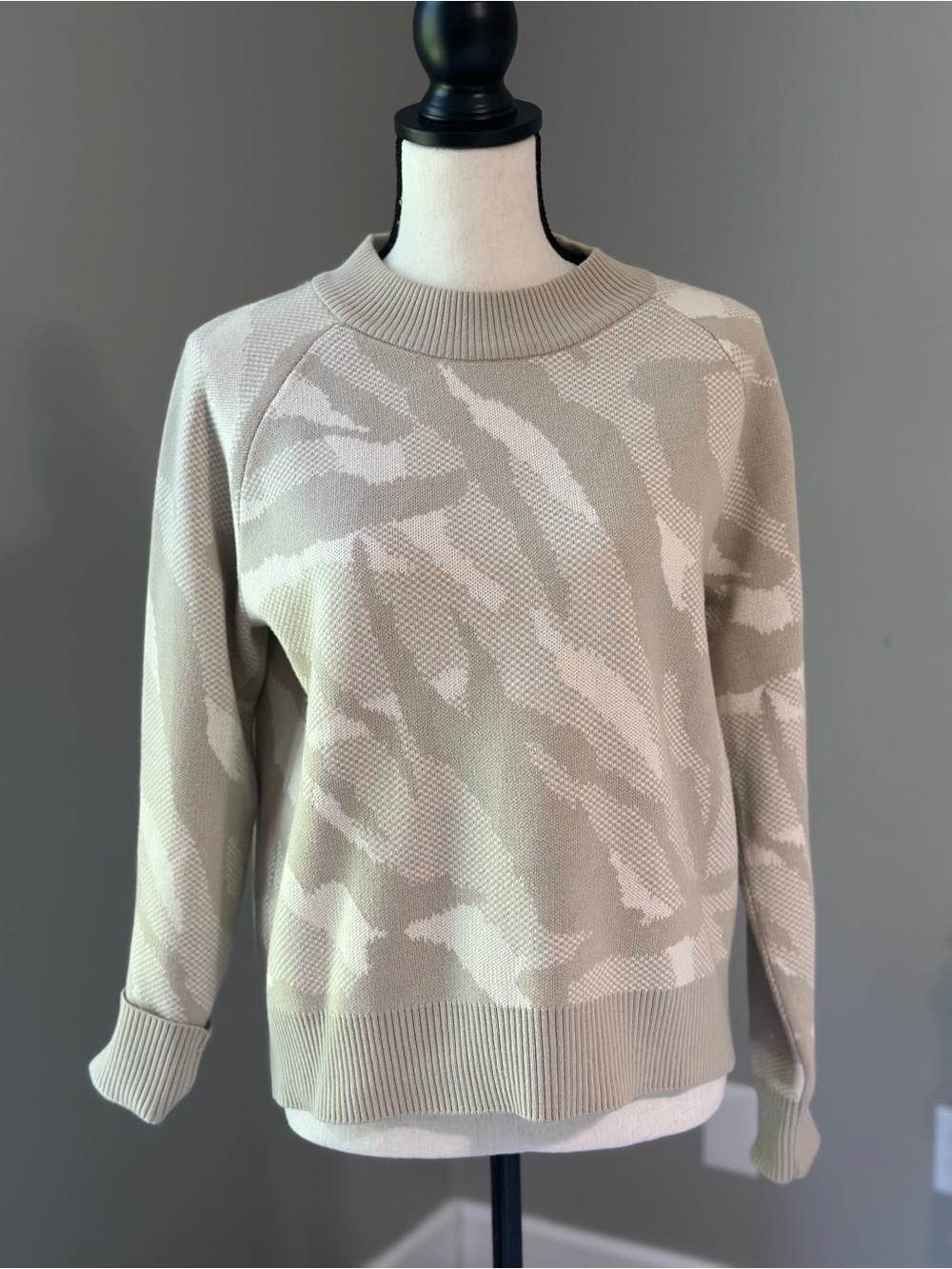 Athleta Neutral Camo-Pattern Crewneck Sweater